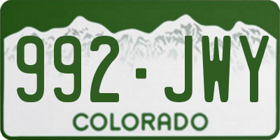 CO license plate 992JWY