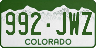 CO license plate 992JWZ