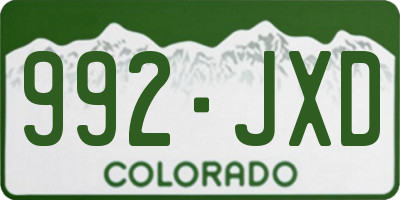 CO license plate 992JXD