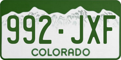CO license plate 992JXF