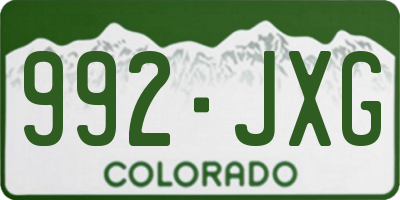 CO license plate 992JXG