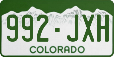 CO license plate 992JXH