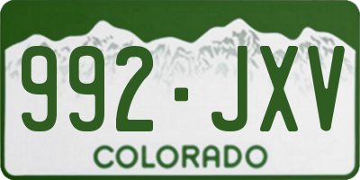 CO license plate 992JXV