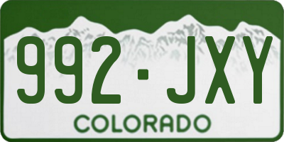 CO license plate 992JXY