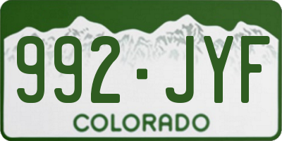 CO license plate 992JYF