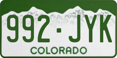 CO license plate 992JYK