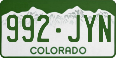 CO license plate 992JYN