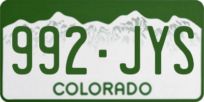 CO license plate 992JYS