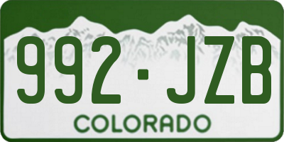 CO license plate 992JZB