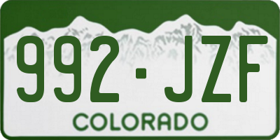 CO license plate 992JZF