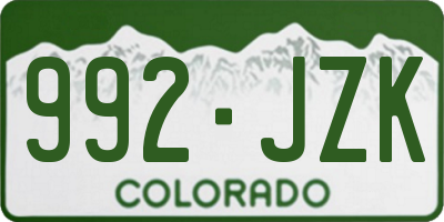 CO license plate 992JZK