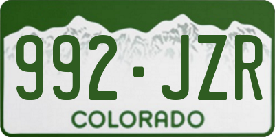 CO license plate 992JZR