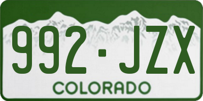 CO license plate 992JZX