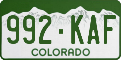 CO license plate 992KAF