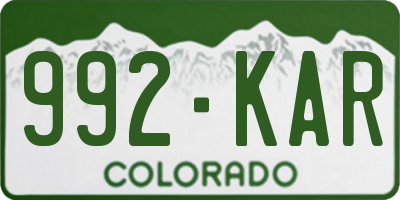 CO license plate 992KAR