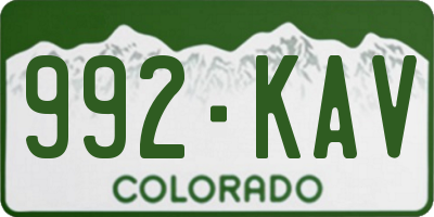 CO license plate 992KAV