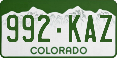 CO license plate 992KAZ