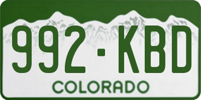 CO license plate 992KBD