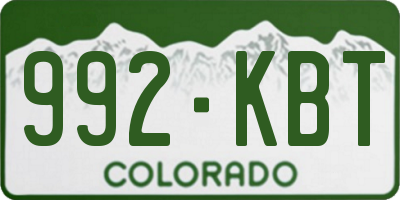 CO license plate 992KBT