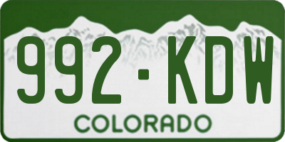 CO license plate 992KDW