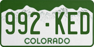 CO license plate 992KED