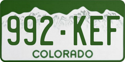 CO license plate 992KEF