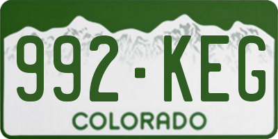 CO license plate 992KEG