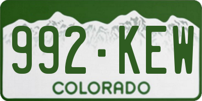 CO license plate 992KEW