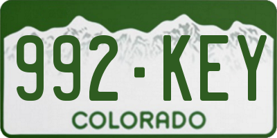 CO license plate 992KEY