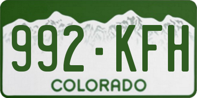 CO license plate 992KFH