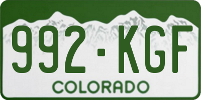 CO license plate 992KGF