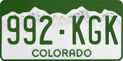 CO license plate 992KGK