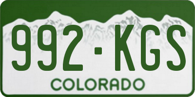 CO license plate 992KGS