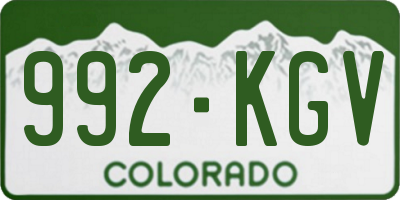 CO license plate 992KGV
