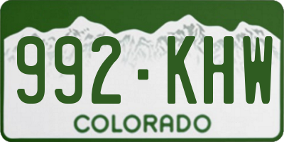 CO license plate 992KHW