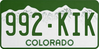 CO license plate 992KIK