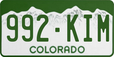 CO license plate 992KIM