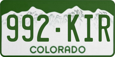 CO license plate 992KIR