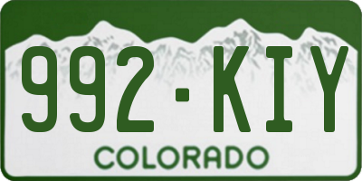 CO license plate 992KIY
