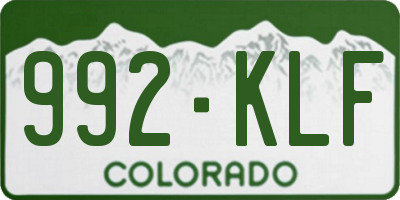 CO license plate 992KLF