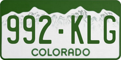 CO license plate 992KLG
