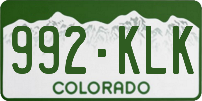 CO license plate 992KLK