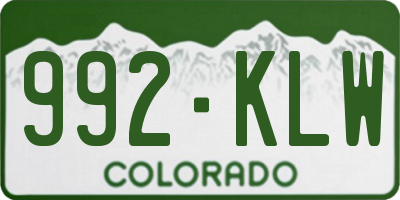 CO license plate 992KLW