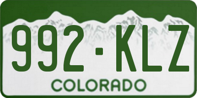 CO license plate 992KLZ