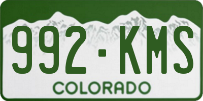 CO license plate 992KMS
