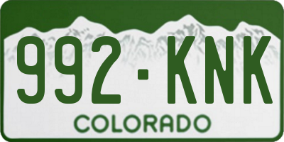 CO license plate 992KNK