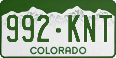 CO license plate 992KNT