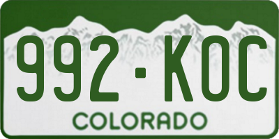 CO license plate 992KOC