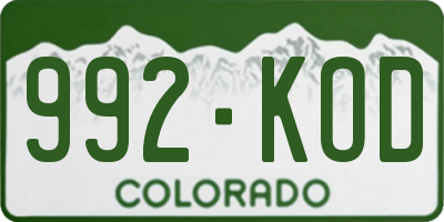 CO license plate 992KOD