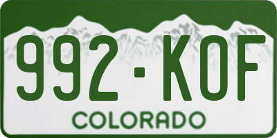 CO license plate 992KOF